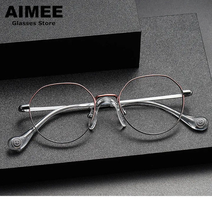 Aimee Unisex Youth Full Rim Flat Top Oval Titanium Eyeglasses 380946
