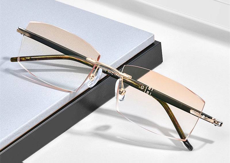Chashma Ottica Mens Rimless Square Titanium Eyeglasses 520566 — view 2 | Chashma Ottica at FuzWeb
