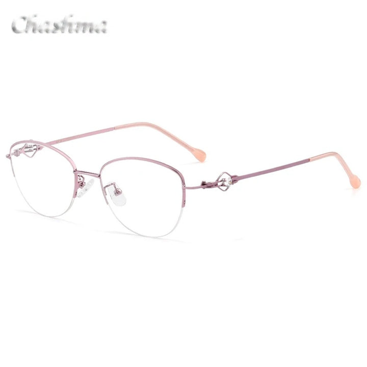 Chashma Ochki Womens Semi Rim Square Cat Eye Stainless Steel Eyeglasses 8025 — view 9 | Chashma Ochki at FuzWeb