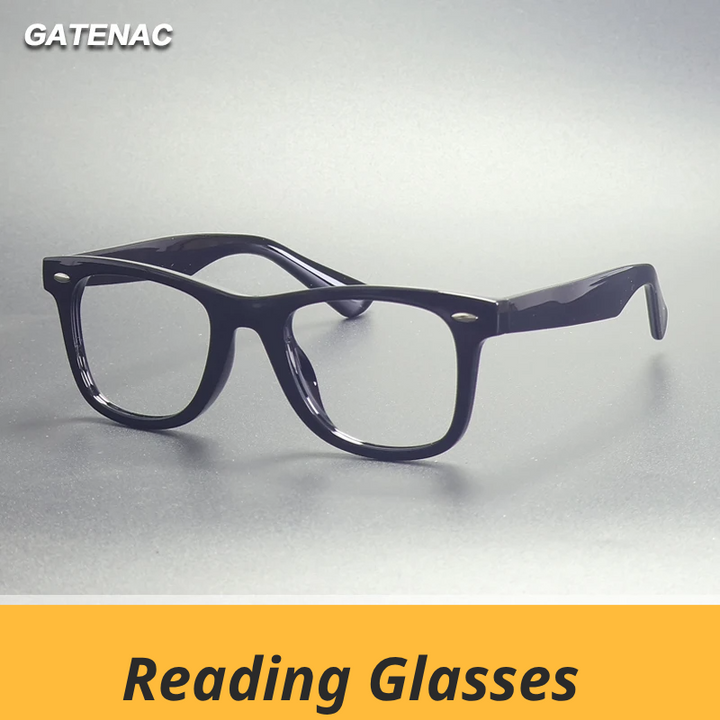 Gatenac Unisex Full Rim Square Tr 90 Titanium Reading Glasses Gxyj9028