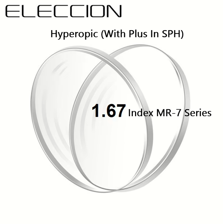 Eleccion Single Vision 1.67 Index MR-7 Clear Lenses Lenses Eleccion Lenses Hyperopic (With Plus in SPH)