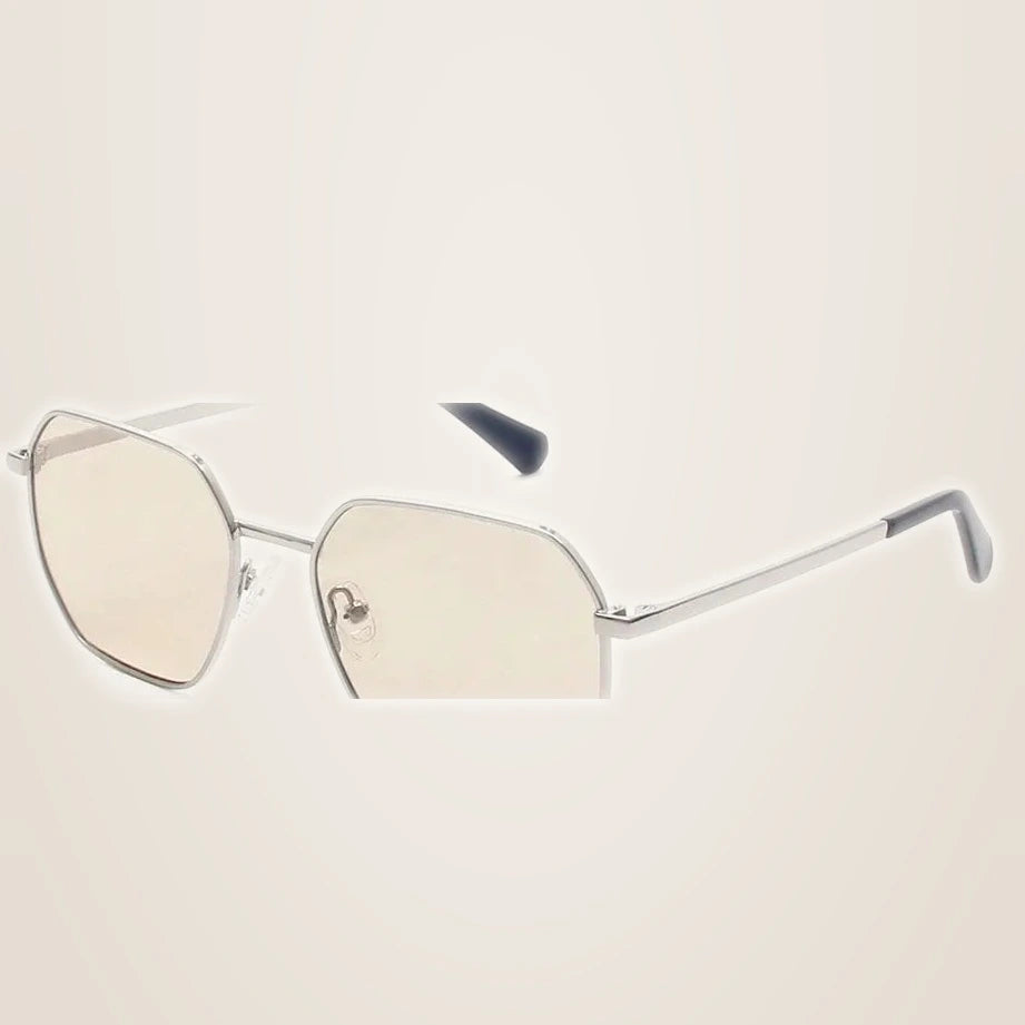 Esnbie 251091 Women's Full Rim Polygon Oval Alloy Sunglasses - Light brown / AS PHOTO