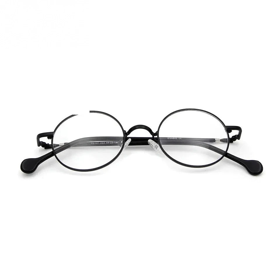Esnbie Unisex Full Rim Oval Round Alloy Eyeglasses 5107 - Round glasses bk