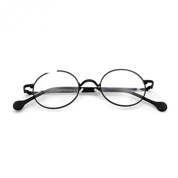 Esnbie Unisex Full Rim Oval Round Alloy Eyeglasses 5107 - Round glasses bk