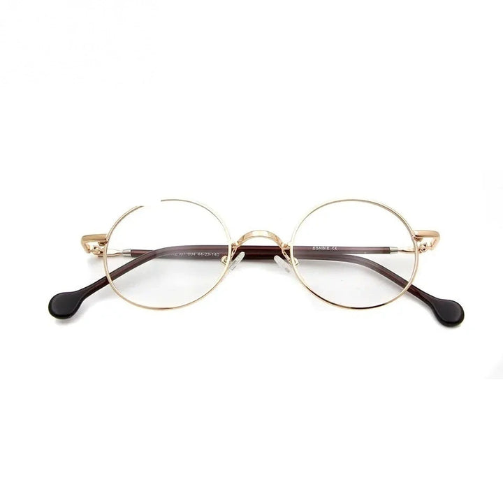 Esnbie Unisex Full Rim Oval Round Alloy Eyeglasses 5107 - Round glasses gold