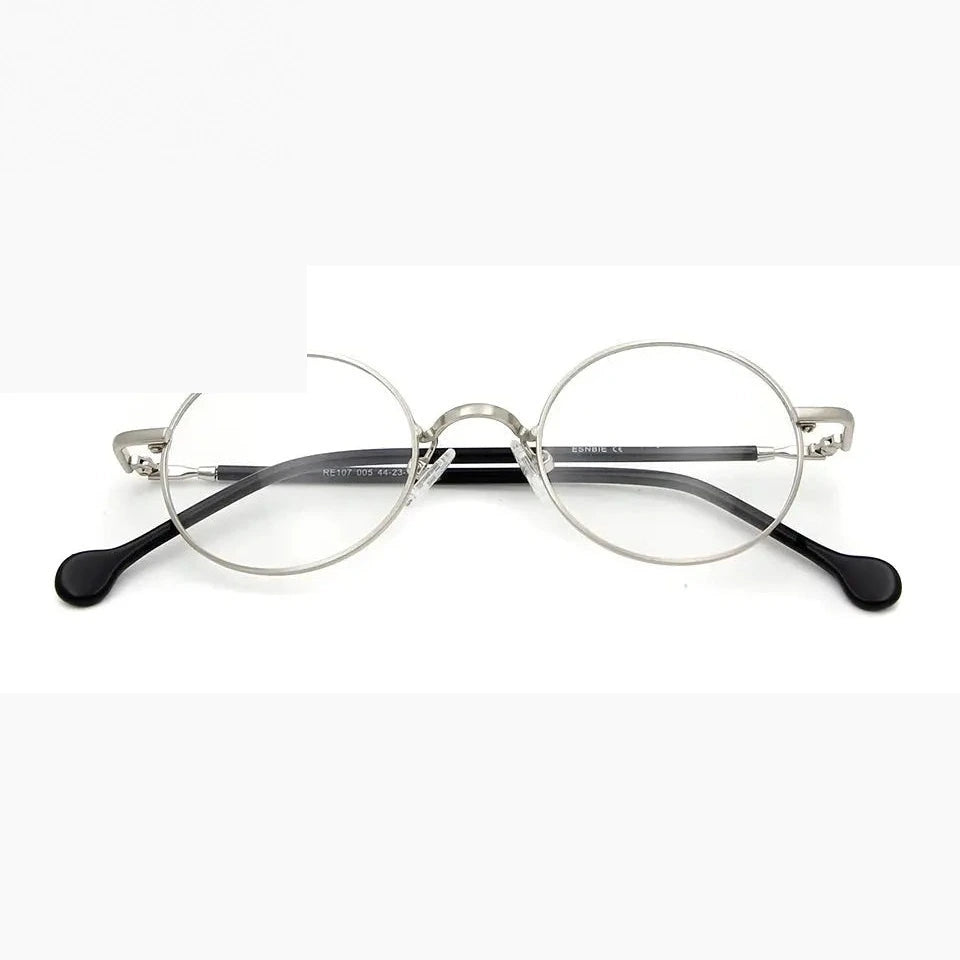 Esnbie Unisex Full Rim Oval Round Alloy Eyeglasses 5107 - round glasses Silver