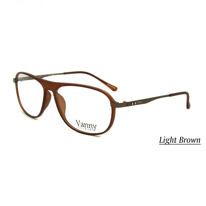 Esnbie Unisex Full Rim Oval Square Tr 90 Titanium Eyeglasses 2053 - Mens Glasses l brown