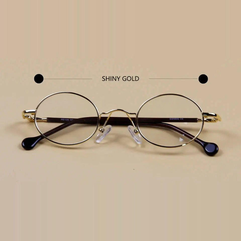 Esnbie Unisex Full Rim Small Round Stainless Steel Eyeglasses 1082 - Round eyewear gold