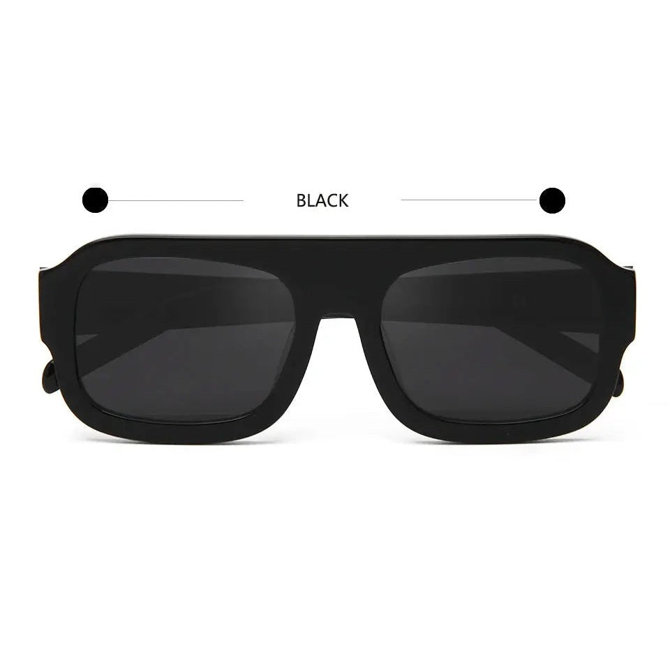 Esnbie Unisex Full Rim Square Acetate Sunglasses 240201 - black gray
