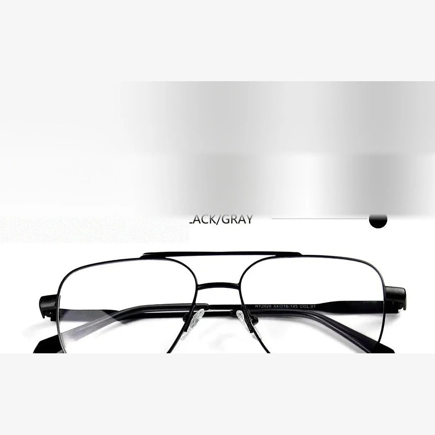Esnbie Unisex Full Rim Square Alloy Double Bridge Eyeglasses Clip On Sunglasses 20281 - eyewear  black / AS PHOTO