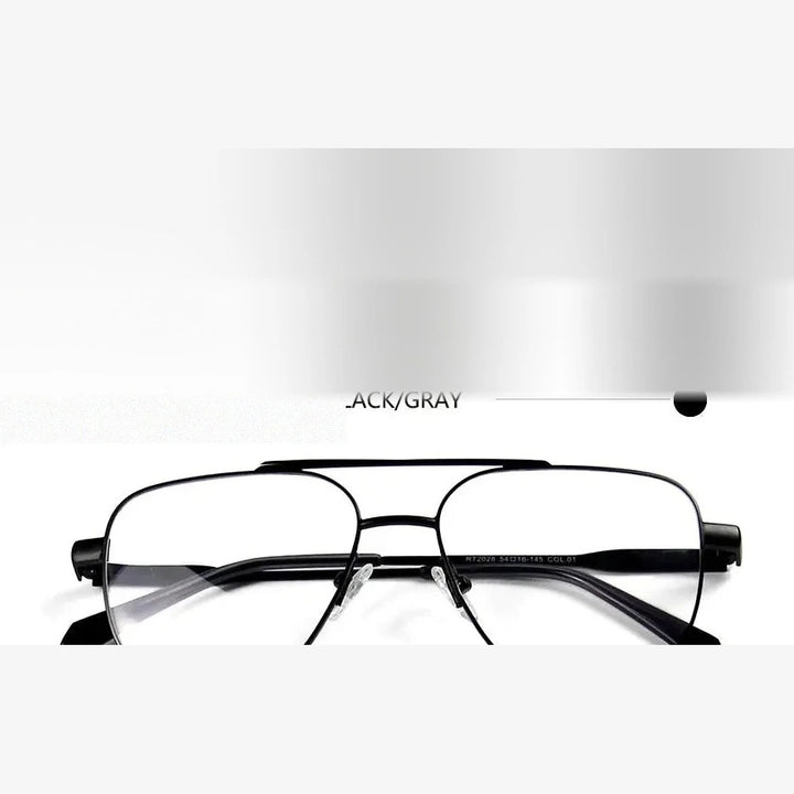 Esnbie Unisex Full Rim Square Alloy Double Bridge Eyeglasses Clip On Sunglasses 20281 - eyewear  black / AS PHOTO