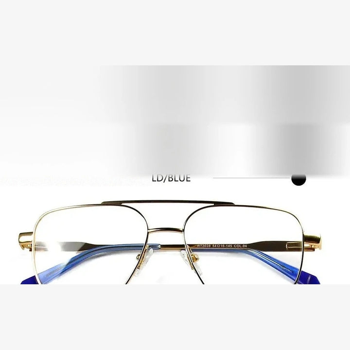Esnbie Unisex Full Rim Square Alloy Double Bridge Eyeglasses Clip On Sunglasses 20281 - eyewear blue / AS PHOTO
