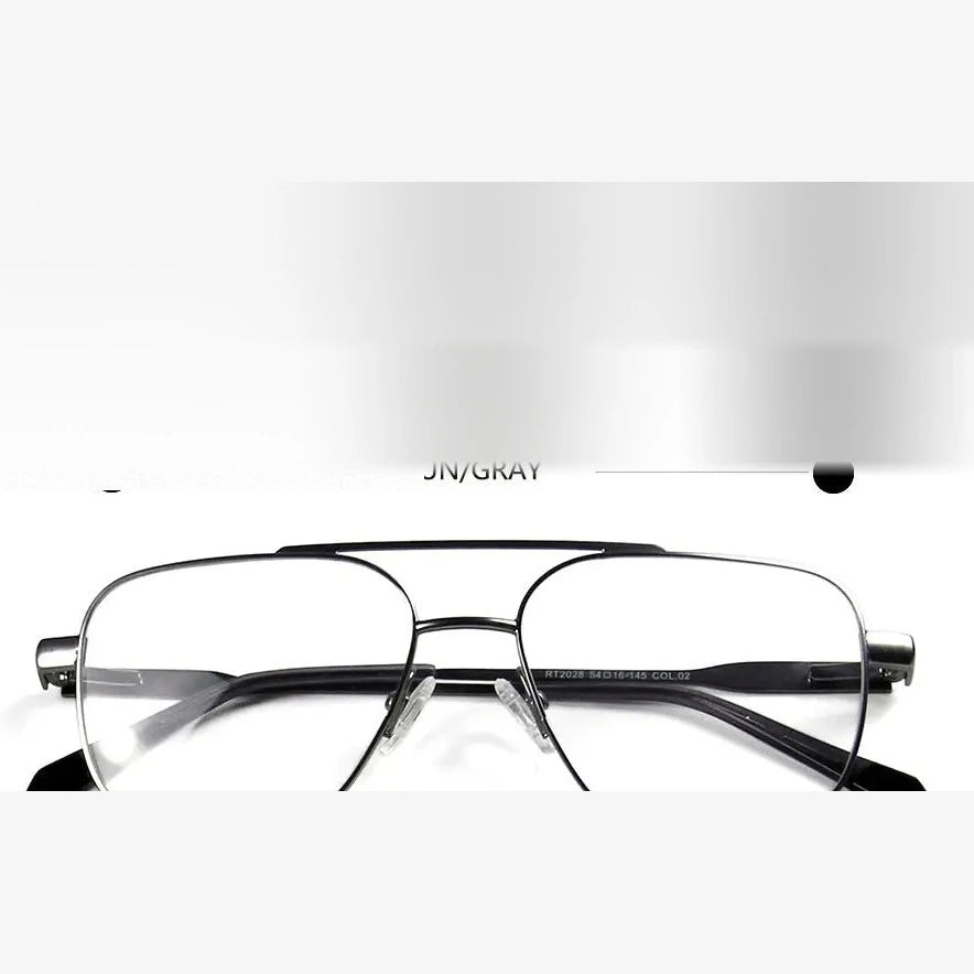 Esnbie Unisex Full Rim Square Alloy Double Bridge Eyeglasses Clip On Sunglasses 20281 - eyewear gun / AS PHOTO