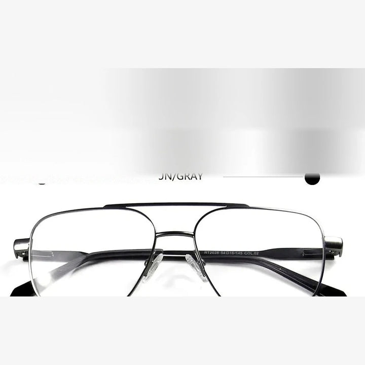 Esnbie Unisex Full Rim Square Alloy Double Bridge Eyeglasses Clip On Sunglasses 20281 - eyewear gun / AS PHOTO