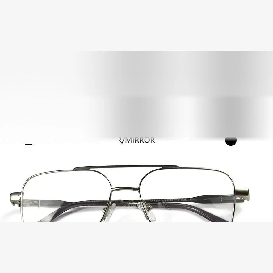 Esnbie Unisex Full Rim Square Alloy Double Bridge Eyeglasses Clip On Sunglasses 20281 - eyewear silver / AS PHOTO
