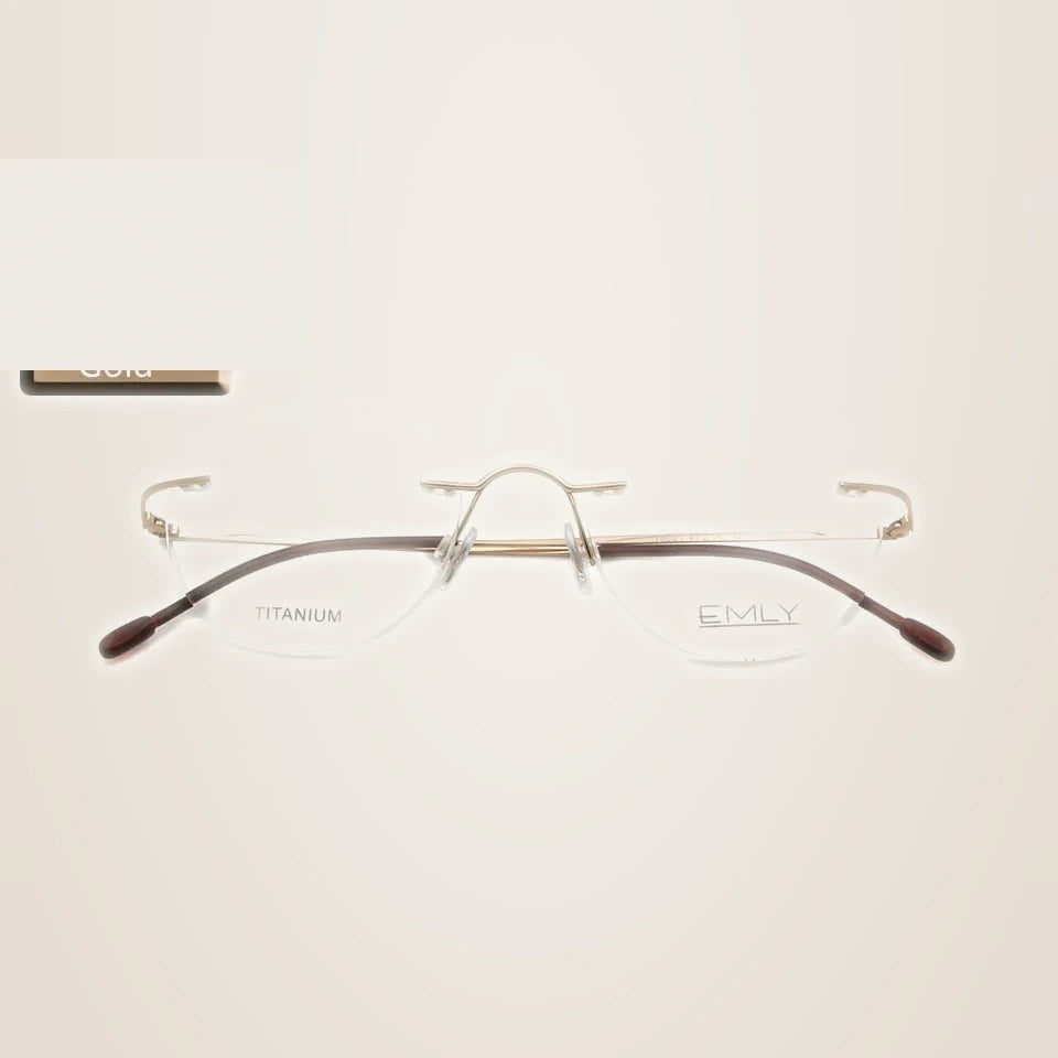 Esnbie Unisex Rimless Oval Round Titanium Eyeglasses 80011 - Rimless Titanium gd