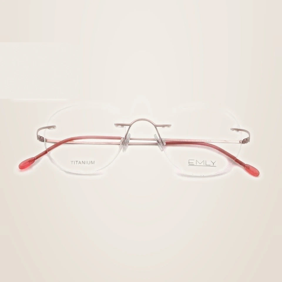 Esnbie Unisex Rimless Oval Round Titanium Eyeglasses 80011 - rimless titanium pik