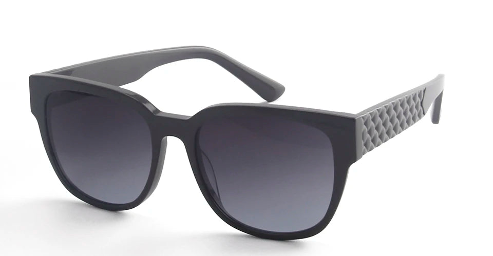 Esnbie Women's Full Rim Oval Cat Eye Acetate Sunglasses 472258 - dark GRAY