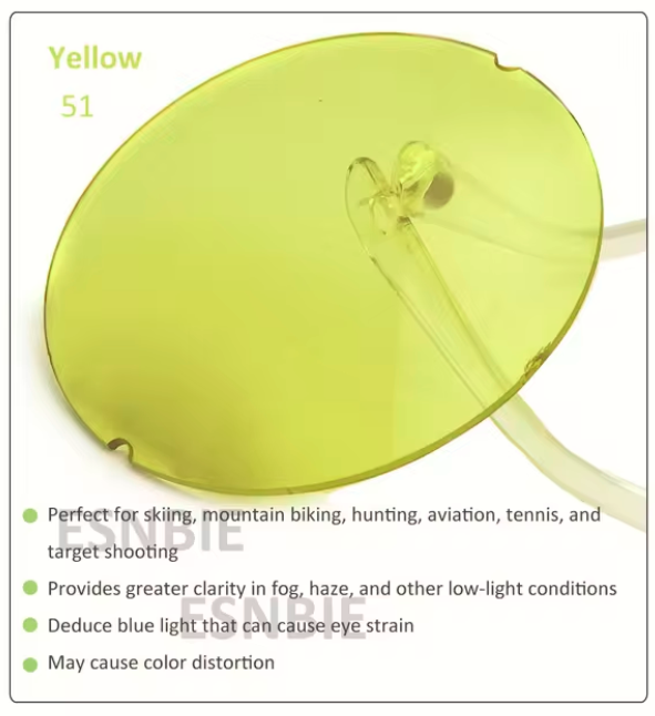 Esnbie 1.61 Index Non Polarized Tinted Lenses Lenses Esnbie Lenses Yellow  