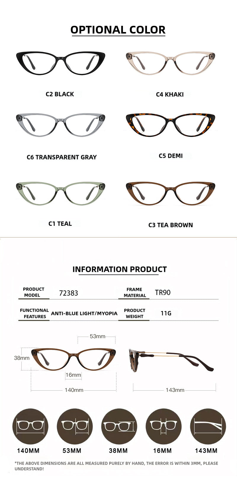 Kansept Womens Full Rim Cat Eye Tr 90 Titanium Reading Glasses 72383 — view 2 | Kansept at FuzWeb