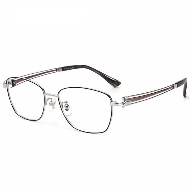 Eleccion Women's Full Rim Polygon Square Titanium Eyeglasses 95233