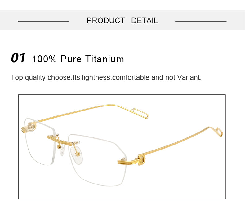 Krasivyy Unisex Rimless Polygon Square Titanium Eyeglasses 1620 — view 5 | Krasivyy at FuzWeb