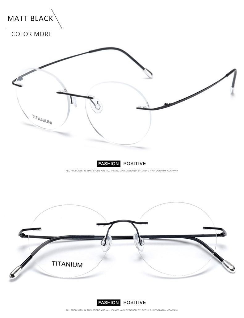 Krasivyy Unisex Rimless Round Titanium Eyeglasses Kr6012.