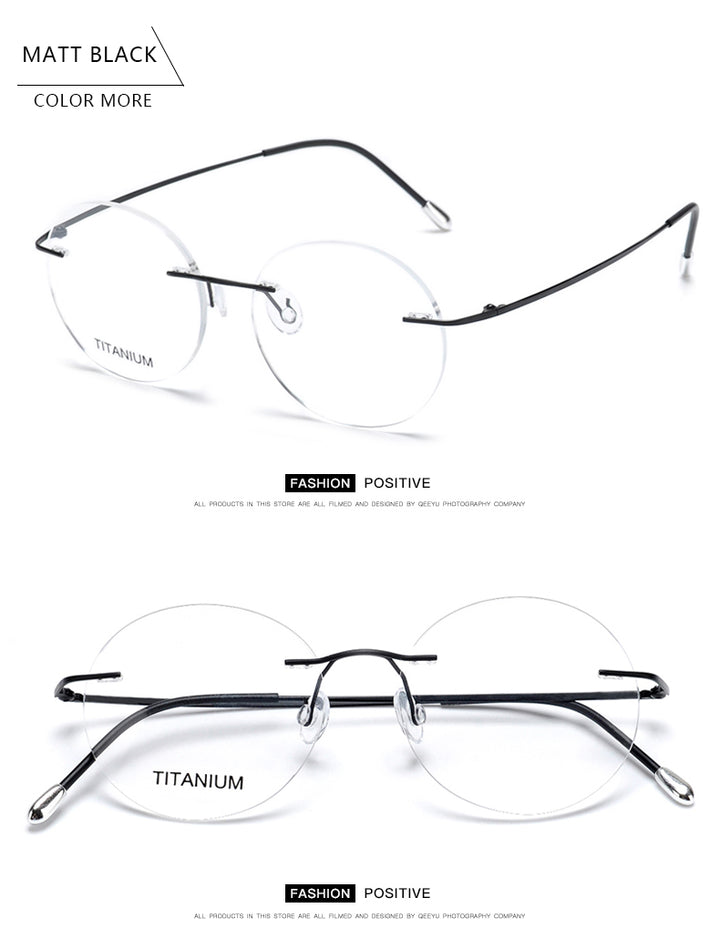 Krasivyy Unisex Rimless Round Titanium Eyeglasses Kr6012.