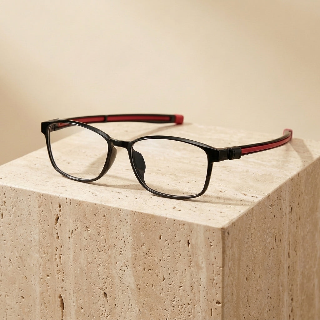 Chashma Ottica Women TR90 Titanium Eyeglasses 22204 - Black Red