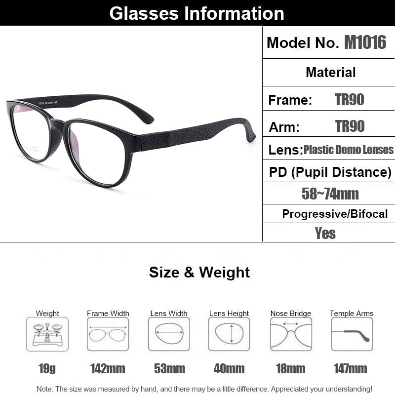 Gmei Unisex Eyeglasses Ultra-Light Tr90 Plastic 8 Colors M1016.