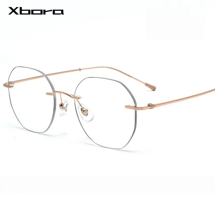 Xbora Women's Rimless Flat Top Oval Titanium-Alloy Eyeglasses 540011