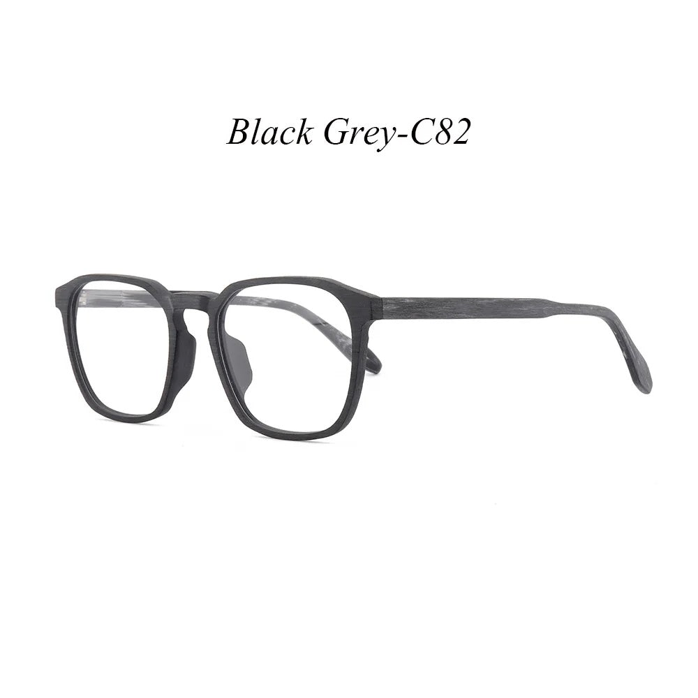 Hdcrafter Unisex Full Rim Square Wood Alloy Eyeglasses 1692.