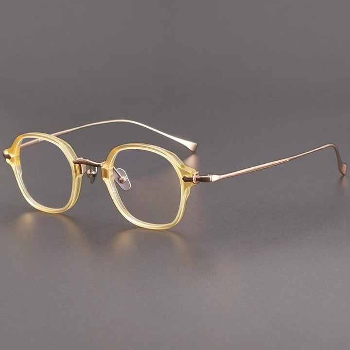 Chashma Ottica Unisex Full Rim Oval Eyeglasses 624183 - Yellow Bronze