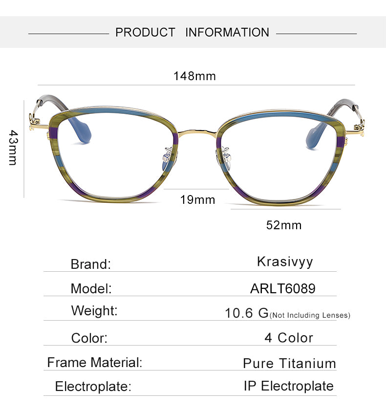 Krasivyy Unisex Full Rim Polygon Square Titanium Acetate Eyeglasses 46089.