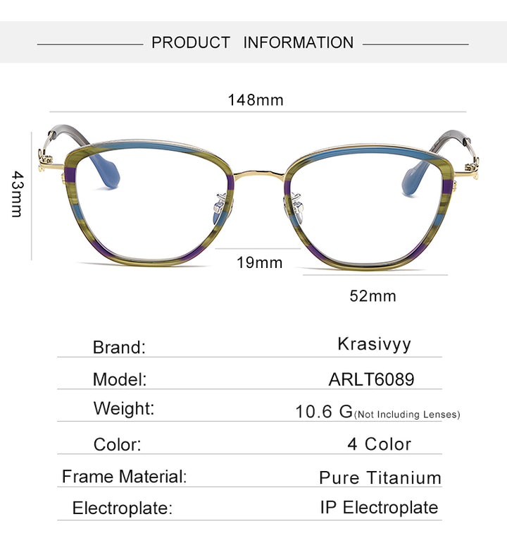 Krasivyy Unisex Full Rim Polygon Square Titanium Acetate Eyeglasses 46089.