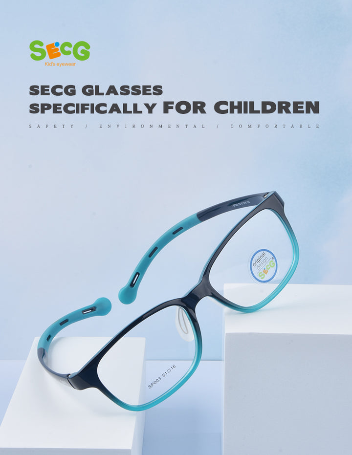 Secg Unisex Youths Full Rim Square Tr 90 Silicone Eyeglasses 19163 — view 1 | Secg at FuzWeb