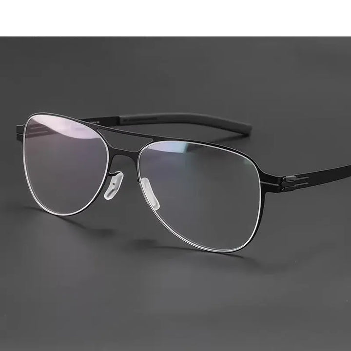 Hdcrafter Womens Full Rim Double Bridge Oval Stainless Steel Frames 155544 — view 1 | Hdcrafter Eyeglasses at FuzWeb