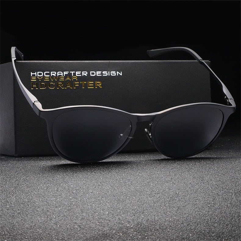 Hdcrafter Unisex Full Rim Oval Round Aluminum Frame Polarized Sunglasses L6625.