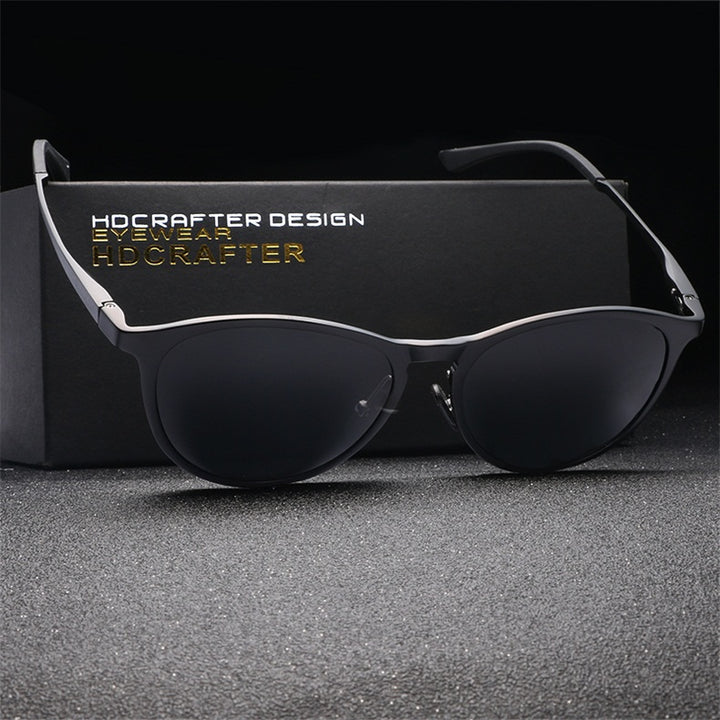 Hdcrafter Unisex Full Rim Oval Round Aluminum Frame Polarized Sunglasses L6625.