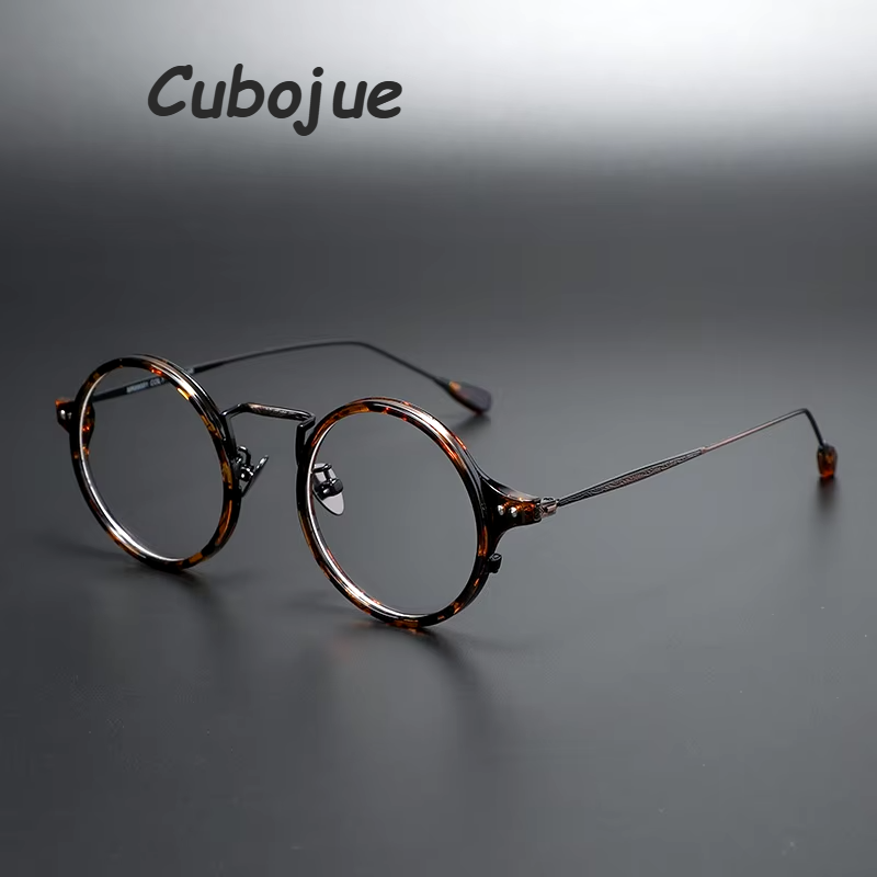 Cubojue Women's Full Rim Round Acetate Alloy Reading Glasses 71330 Reading Glasses Cubojue