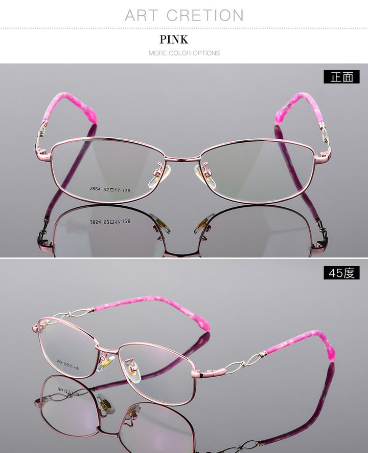 Womens Full Rim Oval Eyeglasses Alloy Frame 2854 — view 8 | Bclear at FuzWeb