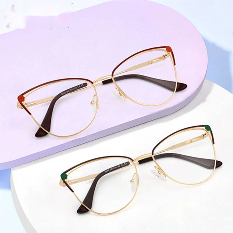 Chashma Ottica Womens Full Rim Oval Cat Eye Steel Eyeglasses 778546 — view 1 | Chashma Ottica at FuzWeb