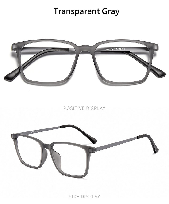 Kocolior Unisex Full Rim Square Tr 90 Titanium Hyperopic Reading Glasses 8922.