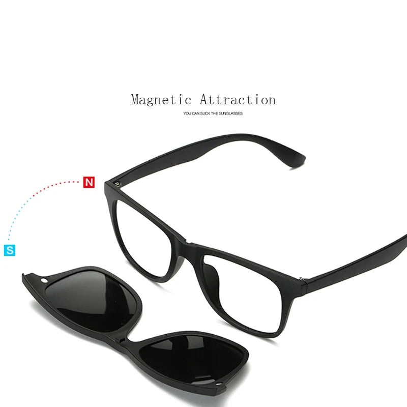 Hdcrafter Unisex Full Rim Acetate Frame 6 In 1 Polarized Magnetic Clip On Sunglasse — view 3 | Hdcrafter Eyeglasses at FuzWeb
