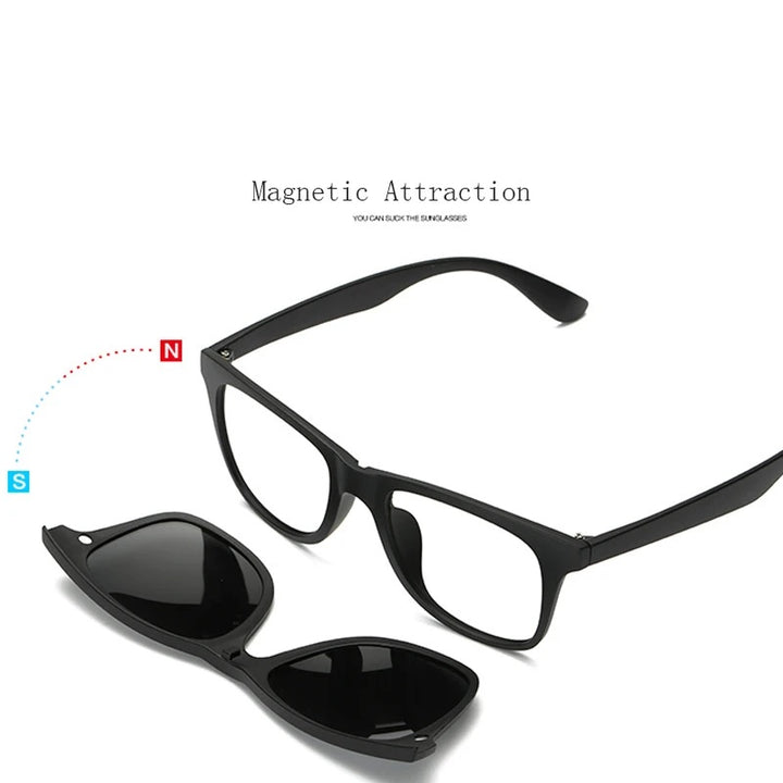 Hdcrafter Unisex Full Rim Acetate Frame 6 In 1 Polarized Magnetic Clip On Sunglasse — view 3 | Hdcrafter Eyeglasses at FuzWeb