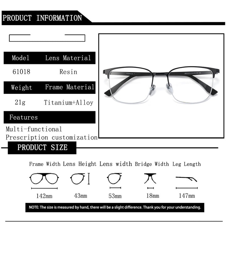 Kocolior Unisex Full Rim Square Tr 90 Alloy Photochromic Reading Glasses 461018.