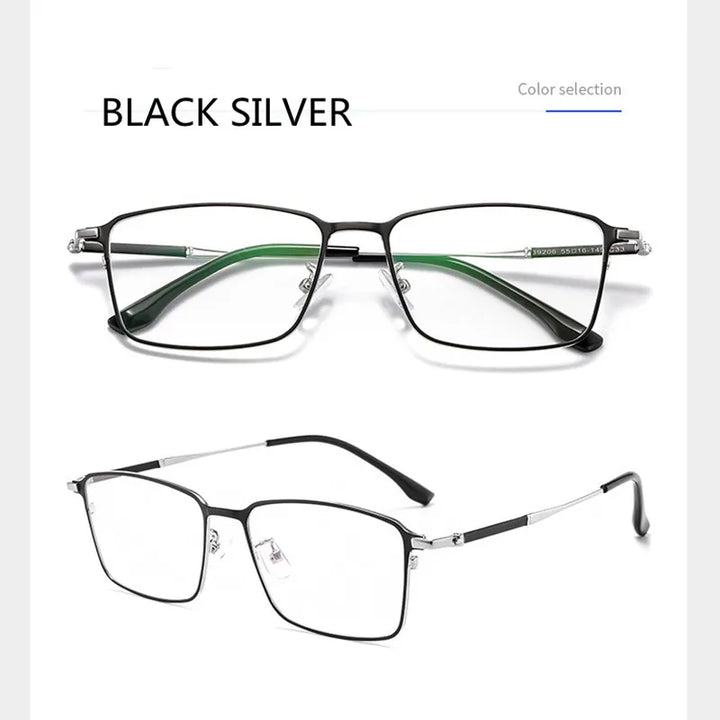 Kocolior Unisex Full Rim Square Titanium Alloy Hyperopic Reading Glasses 39206.