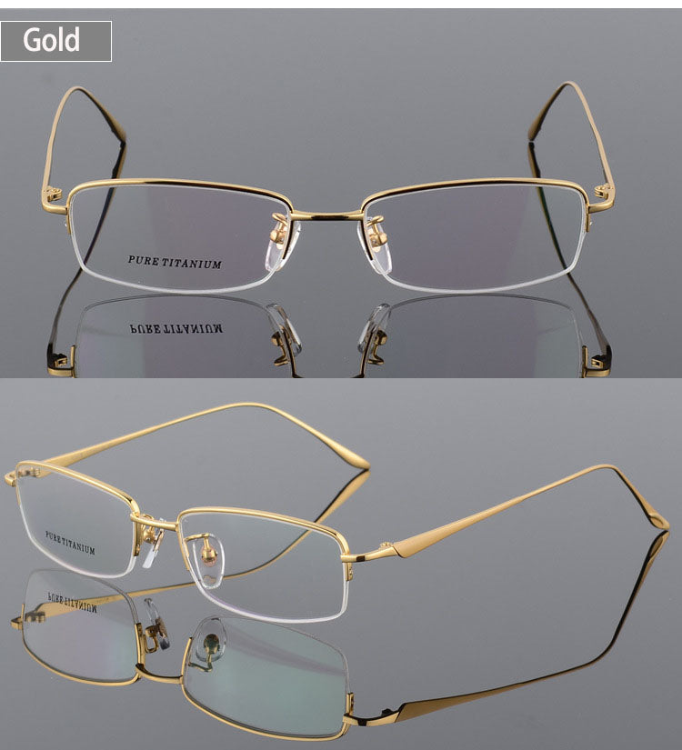 Unisex Titanium Half Rim Eyeglasses Round Box Frame 8272 — view 8 | Bclear at FuzWeb