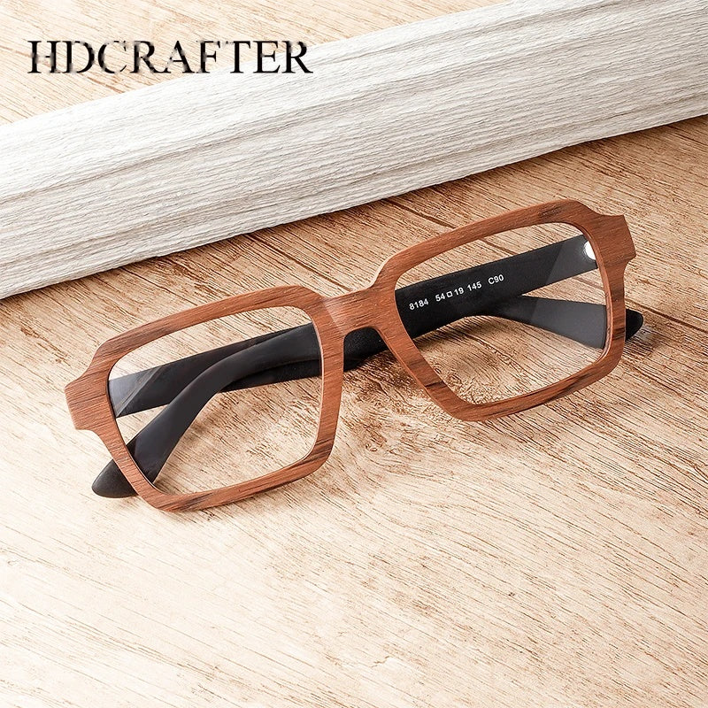 Hdcrafter Mens Full Rim Square Wood Eyeglasses 8184 — view 1 | Hdcrafter Eyeglasses at FuzWeb