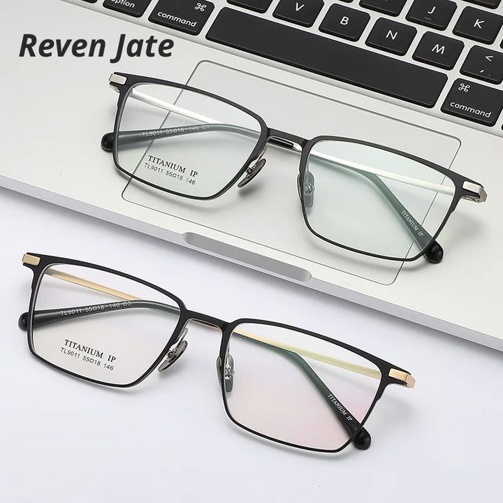 Reven Jate Unisex Full Rim Square Titanium Eyeglasses 669011